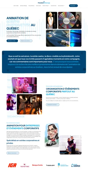 Nouveau site des Productions Technomage, après la refonte par Delisoft